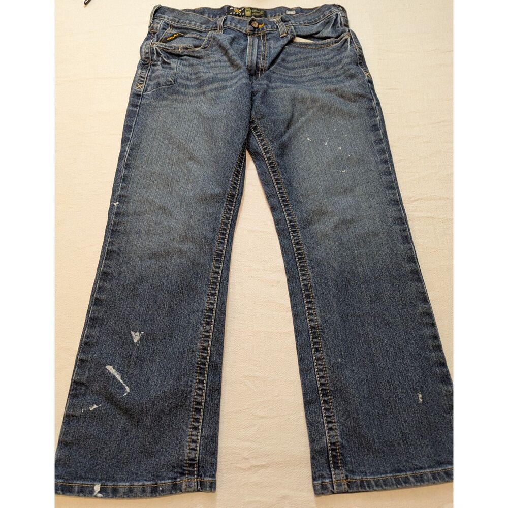 Ariat Rebar M5 Straight Leg Jeans Mens 36x30 Blue Workwear Paint Stains